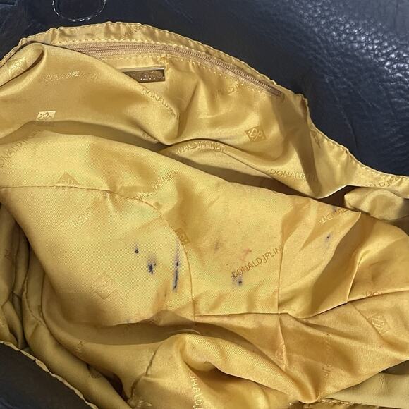 Donald J Pliner Braided Woven Trim Hobo Bag Black Leather Large Boho Flaws - Picture 11 of 16